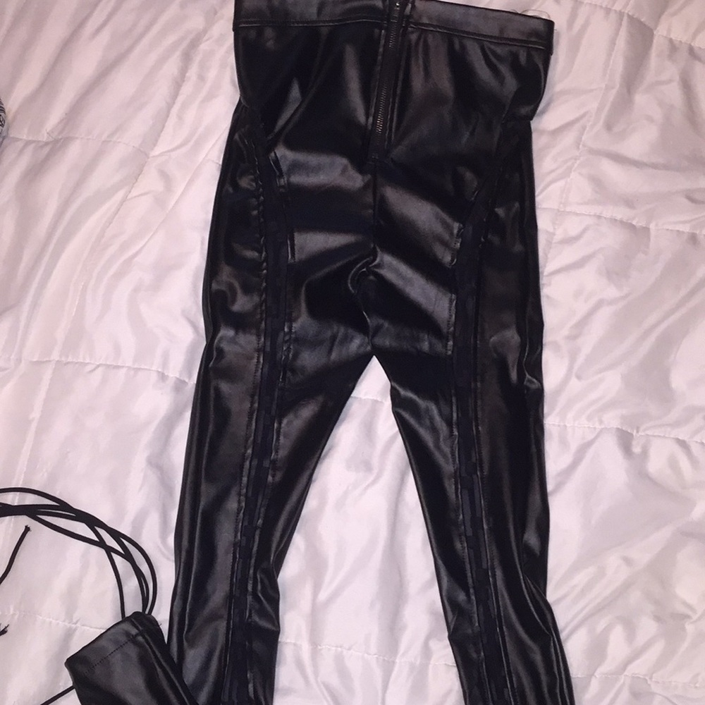 High waisted leather pants